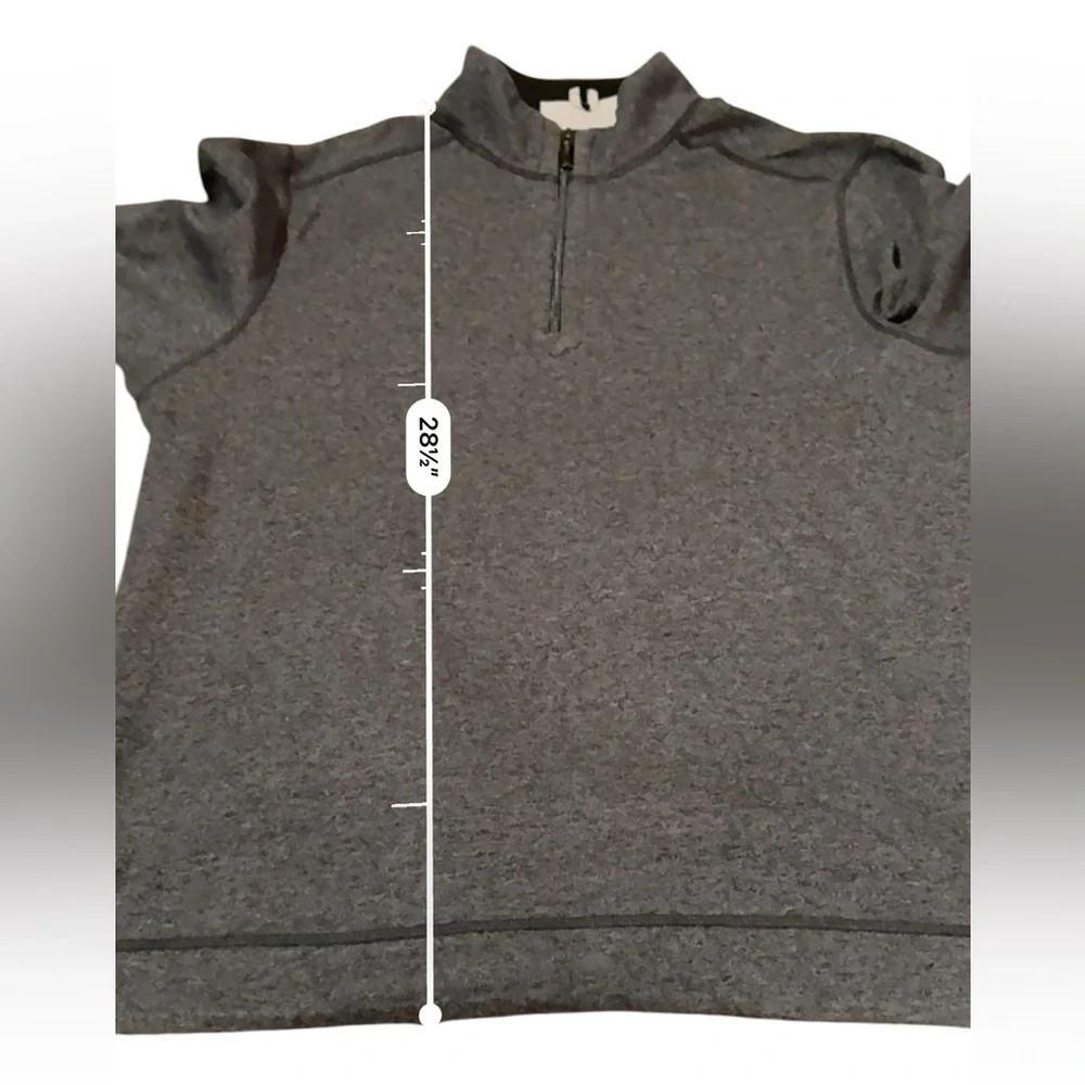 Tommy Bahama Gray Bayview Reversible Quarter‎ Zip Long Sleeve Sweater Sz L